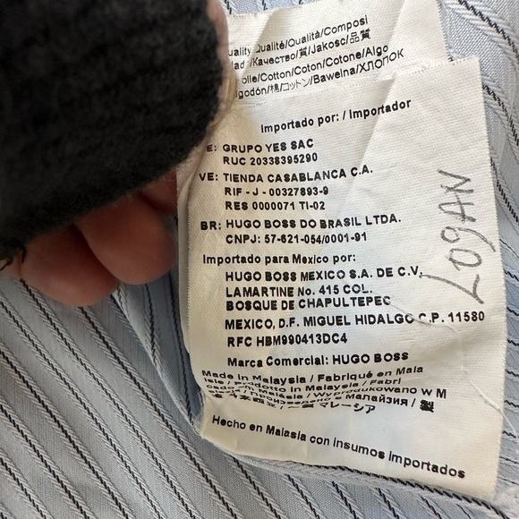 Hugo Boss 16.5 Fitted Shirt Long Sleeve Button Down Gray Grey Stripe Cotton MINT - Picture 6 of 11